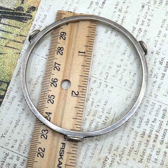 Harley-Davidson Silver Bangle Bracelet Studded With Logo Biker Jewelry Marked - Picture 6 of 15